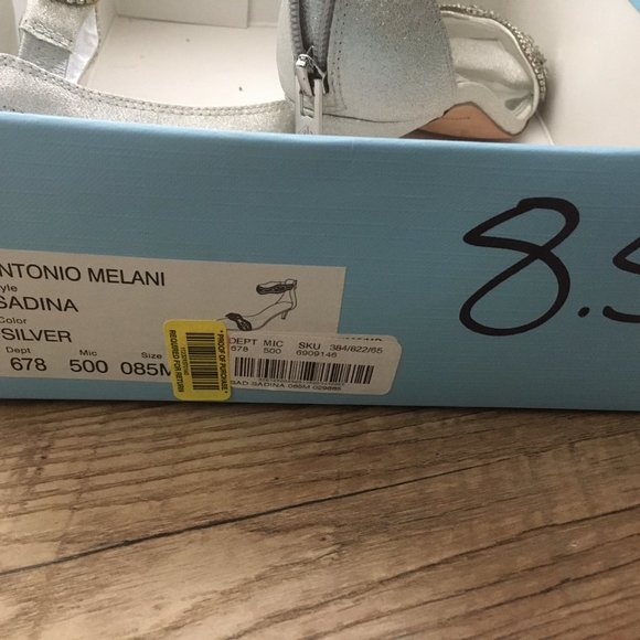 ANTONIO MELANI Sadina Silver Sand Rhinestone Prom/Homecoming Stiletto Sz 8.5 - Picture 5 of 5